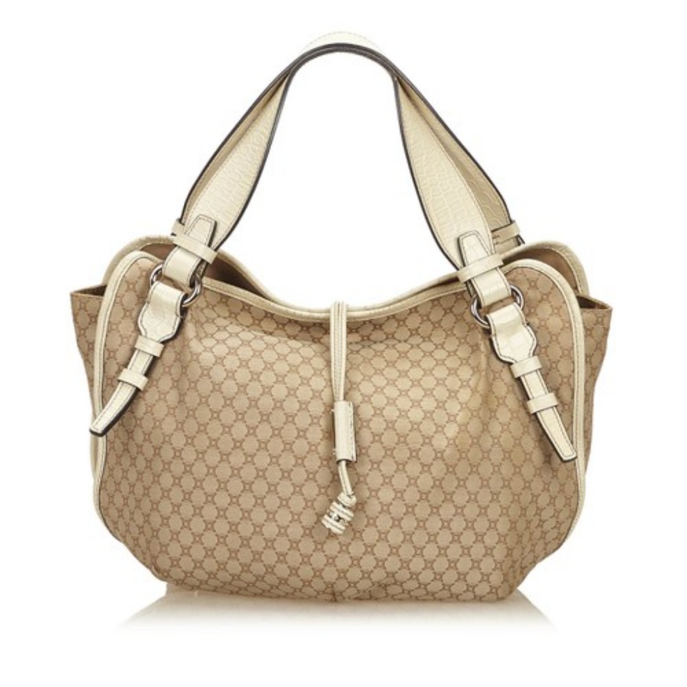Celine macadam jacquard tote brown blend hobo bag